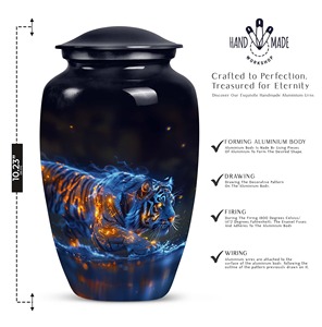 Black Cremation <b>Urn</b> with American Flag Design for Adult Ashes Memorial Funeral <b>Urn</b> Customizable Style Classic <b>Large</b> Aluminium - Product Image 5