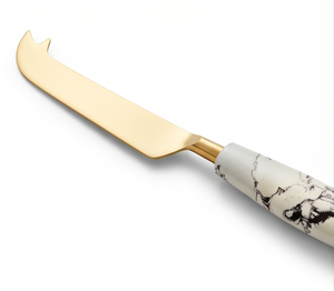 Metal <b>Cheese</b> <b>Knife</b> <b>Set</b> Stainless Steel With White Marble Handle And Gold Color Head Flatware For Kitchen Use And Home Use - Product Image 2