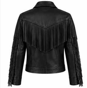 Chaqueta de Mujer de Primera Calidad con Flecos, Cuello Camisero y Manga Larga - Product Image 6