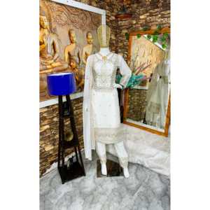 Conjunto de ropa de fiesta de diseñador para mujer, parte superior inferior Dupatta con bordado elegante - Product Image 3