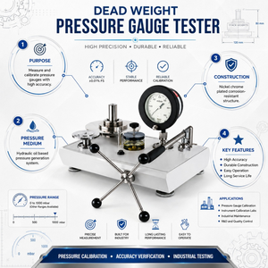 Dead Weight Pressure <b>Gauge</b> Tester | Hydraulic Pressure Calibration Equipment | Pressure <b>Gauge</b> Testing Apparatus for Engineering - Product Image 5