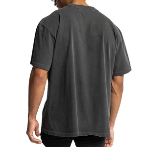 T-shirts délavés vierges 100% coton avec logo personnalisé, T-shirt surdimensionné de haute qualité à épaules tombantes pour hommes - Product Image 4