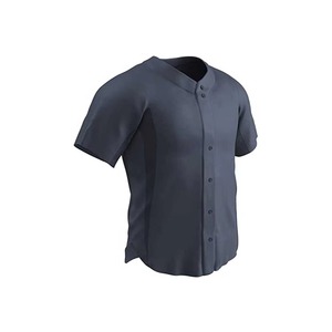 Men's Gray Baseball Jersey Short Sleeve Button Front Breathable <b>Polyester</b> Solid Color Regular Fit All Seasons Apparel - Product Image 2