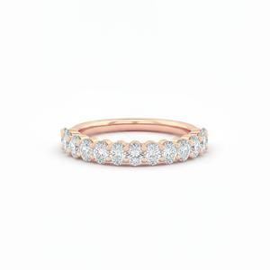 Anillo de Compromiso de Oro Sólido de 9K, 10K, 14K y 18K con Diamante Ovalado de Laboratorio con Claridad DEF VS VVS, Anillo de Diamantes con Engaste de Media Eternidad - Product Image 4