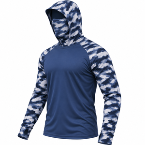 Wholesale Men Fishing <b>Hoodie</b> <b>UV</b> <b>Protection</b> Long Sleeve Construction Work Wear Shirt Integrated Face Gaiter Custom Mens <b>UV</b> <b>Hoodie</b> - Product Image 5