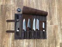 Tas Pisau Koki Kulit Asli Tahan Lama Klasik Portabel OEM Desain Baru Tempat Penyimpanan Pisau Masak LKR-0366