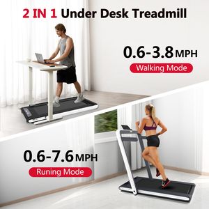 2-in-1 Home Office White Folding <b>Electric</b> <b>Treadmill</b> 2.5HP with Remote Control for Walking and Jogging for Desk Use - Product Image 4