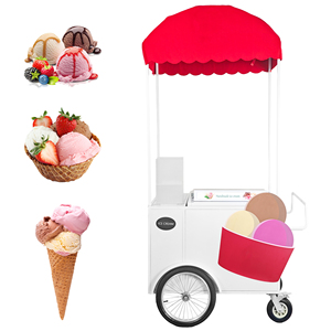 Carrito móvil con congelador de helados y exhibidor para venta de comida callejera, carrito de empuje para negocios al aire libre - Product Image 2