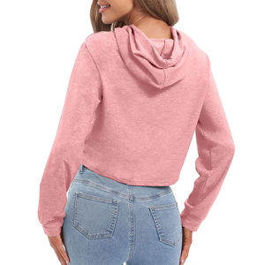 Sweat-shirts à capuche courts pour femmes avec logo personnalisé, 100% coton, fabrication professionnelle, tissu doux - Product Image 2