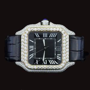 Best Selling Half Iced Luxurious Hip Hop Moissanite Diamond Square Case Shaped With Unique Featuring <b>Man's</b> Trendy <b>Wrist</b> <b>Watch</b> - Product Image 3