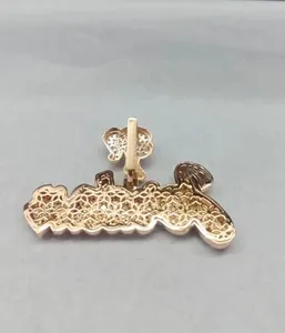 Pendentif personnalisé pour femme avec nom, serti de moissanite taille brillant, en argent sterling plaqué or jaune 925, avec attache cœur, bijoux hip-hop - Product Image 4