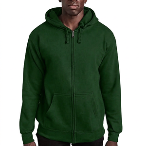 Men's Black <b>Zip</b>-Up Hoodie Regular Fit Solid Color Cotton Fleece Casual <b>Hooded</b> Sweatshirt Autumn Wear - Product Image 2