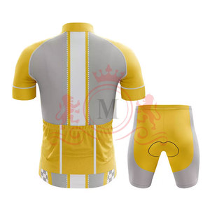 Ensemble maillot et short de cyclisme pour homme, jaune et gris, respirant, en polyester, pour adultes, uniforme de cyclisme - Product Image 2