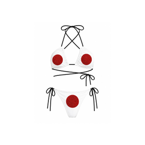 Bikini Rojo con Cuentas para Mujer, con Cuello Halter y Tela de Algodón/Spandex de Alta Calidad, con Bordado Personalizado, Conjunto de Traje de Baño - Product Image 4