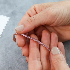 Pink Sapphire Tennis Bracelet 8CT Round Pink Sapphire Line Bracelet 14K 18K Gold Platinum Luxury Jewelry - Product Image 1