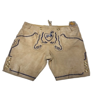 Shorts en toile brodés pour hommes grande taille avec motif bouclier de cerf, taille haute, fermeture à cordon, style décontracté - Product Image 2
