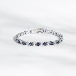 Bracelet tennis en moissanite bleue à couleurs alternées pour femmes, bijoux minimalistes en argent 925, prix de gros. - Product Image 2