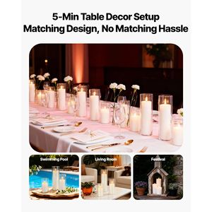 Set da 24 Pezzi di Vasi in Vetro Trasparente a Cilindro per Candele a Pilastro, Eleganti Centrotavola per Matrimoni, Decorazioni da Tavolo, Lanterne Alte - Product Image 5