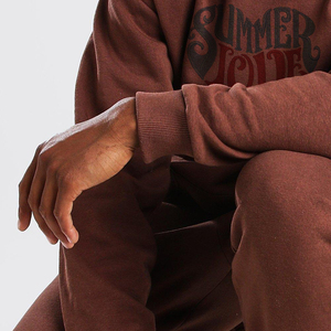 Ensemble de survêtement marron à capuche pour homme, imprimé Summer Love, 100 % coton, décontracté, sweat-shirt et pantalon long - Product Image 2