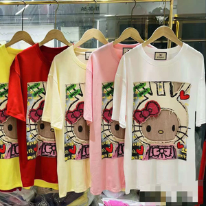 Camiseta corta de alta calidad con logo personalizado, informal para mujer, 100% algodón, color sólido, lisa, para verano. - Product Image 1