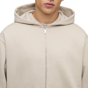 Sweat à capuche zippé personnalisé pour homme, coupe ample, en mélange de coton épais de qualité supérieure, épaules tombantes, style streetwear, fabricant OEM ODM - Product Image 3