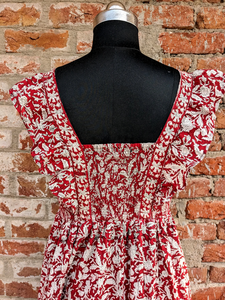 Robe maxi indienne faite à la main, robe à volants en coton imprimé à la main, tissée et respirante, robe maxi longue faite à la main pour femmes - Product Image 4