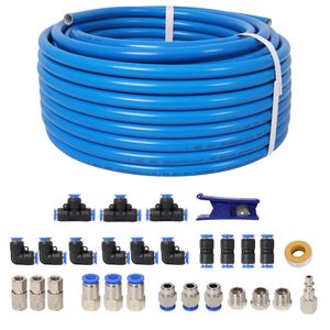 Kit Tubo Aria in PU da 1/2 Pollice OD, 60 Piedi, con Connettore Rapido, Tipo Industriale, Accessori per Compressore d'Aria da Garage, Blu - Product Image 1