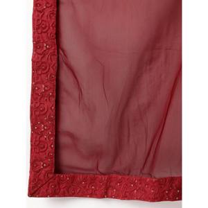 Tenue de réception de mariage : Lehenga Choli en filet brodé de fil marron avec dupatta - Product Image 2
