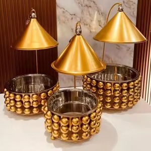 Chaffing Dish White Oval Frame Silver Dome Hanging Lid Bowl Food Warmer Stand Home Hotel Table <b>Top</b> Serving Chaffing Dish - Product Image 6