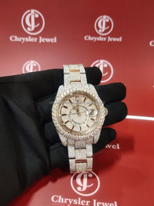 Mouvement automatique mécanique de haute qualité fait à la main VVS Moissanite diamant glacé homme femme montre de luxe en acier inoxydable - Product Image 2