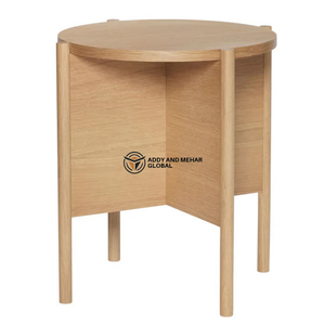 <b>Round</b> Solid Wood Corner Bedside Table Minimalist Scandinavian end table with Curved Design & Open Storage Modern Wooden - Product Image 5