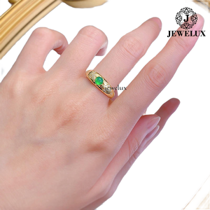 Jewelux Women's Yellow Gold <b>Jade</b> <b>Ring</b> Star Pattern Bezel Setting Classic Gemstone <b>Ring</b> Everyday Wear From India - Product Image 4