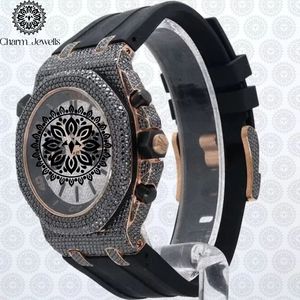 Montre de luxe pour homme Charm Jewells, boîtier en acier inoxydable, verre cristal, cadran 40 mm, bracelet 20 cm, mouvement mécanique, étanche 10 bars - Product Image 2