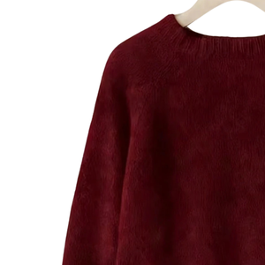 Suéter de Punto Grueso de Lana/Acrílico Color Borgoña, de Secado Rápido y Antipilling, Cuello Redondo, Manga Larga, para Mujer, Ropa Casual de Invierno - Product Image 4