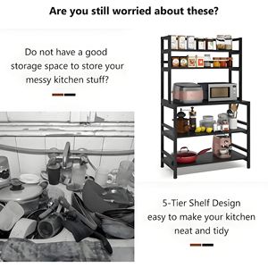 Carrello da Cucina Industriale a 5 Ripiani con Forno a Microonde Integrato, Mobiletto e Scaffale per Pasticceria, per Organizzazione e Stoccaggio in Cucina - Product Image 5