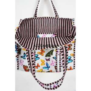 Bolso de Playa Grande de Algodón 100% Puro, Multicolor, a Rayas, Acolchado a Mano, para Mujer, de Rajasthan, el Más Vendido - Product Image 6