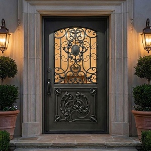 Hand-forged iron entrance gate: rust-resistant, easy to assemble, featuring an arched design and <b>a</b> decorative patterned <b>frame</b>. - Product Image 2