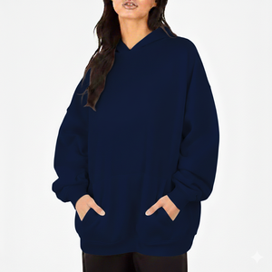 Hoodie oversize confortable pour femme, style hiver, doux, ample, pull chaud à manches longues, décontracté, streetwear, écologique, avec logo frontal - Product Image 1