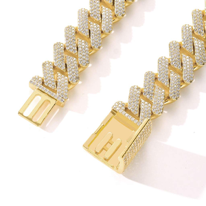 20mm Hip Hop <b>Iced</b> <b>Out</b> Cuban Link <b>Chain</b> Necklace 14k Gold Plated Miami Bling Lab Diamond Luxury Choker Jewelry Gift Men - Product Image 2