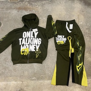 Ensemble de survêtement pour homme Only Talking Money, marron, sweat à capuche avec cordon de serrage et pantalon, hiver, uni, longueur intégrale, en coton - Product Image 3