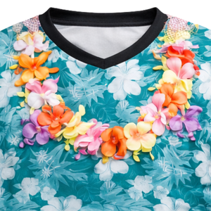 Camiseta de paintball con estampado floral tropical, diseño de flores Luau, sublimación, manga larga, malla transpirable, ropa de equipo con puños elásticos acanalados - Product Image 5