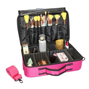 Borsa da viaggio professionale portatile multistrato per il trucco, custodia per cosmetici di piccole dimensioni ad alta capacità con tracolla YF - Product Image 1