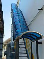 Abri de pluie incurvé pour escalier de bâtiment commercial, idéal pour usine, appartement et entrée publique