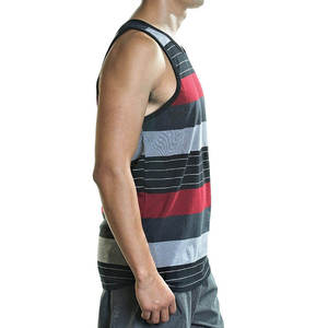 Polyester/Cotton Ribbed Slim-Fit Stretchy Mens Sports Fitness Tank <b>Top</b> Crew Neck; Plus Size Quick-Drying Breathable Front - Product Image 3