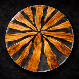 Mesa de Centro Redonda de Resina Ecológica de Lujo con Tapa de Vidrio, Mesa Moderna Hecha a Mano para Hogar u Hotel - Product Image 3