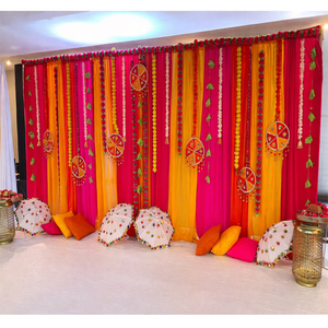 งานแต่งงานที่มีสีสัน vatna พิธีตกแต่งเวทีงานแต่งงานที่สมบูรณ์แบบฮาลดีการตกแต่งเวทีกำไลข้อมือสำหรับพิธีแต่งงาน - Product Image 1