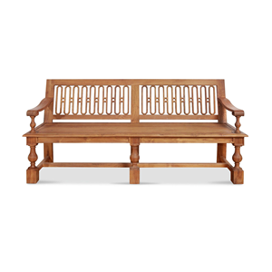 Solid Teak Wood <b>Bench</b> with Backrest and Armrests Classic Wooden <b>Bench</b> for <b>Indoor</b> Outdoor Furniture - Product Image 1