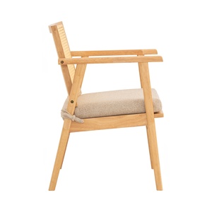 Fauteuil de salon moderne en rotin avec dossier en bois et coussin en tissu pour la maison, le salon ou le café - Product Image 3