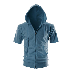 <b>Men's</b> Casual Solid Color Zipper-Up <b>Short</b> <b>Sleeve</b> <b>Hoodie</b> Custom Logo High Quality Outdoor Summer <b>Short</b> <b>Sleeve</b> <b>Hoodie</b> - Product Image 1