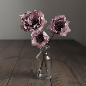 VADEE Fleurs artificielles haut de gamme en bois de Sola, Anémone bleu poussière, Magnolia étoilé, Anémone lavande poussière, durables, artisanales, 8-8,5 cm, 001 - Product Image 2